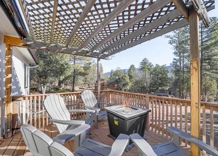 Mtn Views + Playground: Family-Friendly Pine Cabin