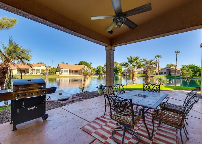 Patio + Water View: Lakefront Chandler Escape!