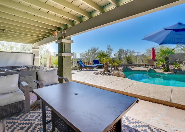Backyard Oasis & Hot Tub: Mtn-View Wickenburg Home