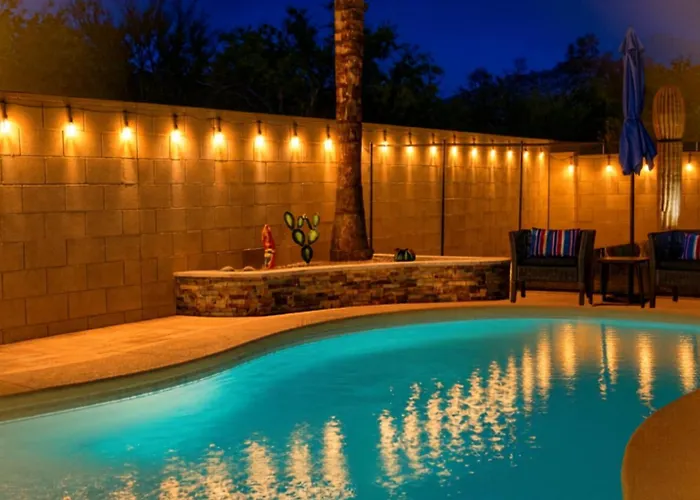 Private Pool & Waterfall Evening Lights