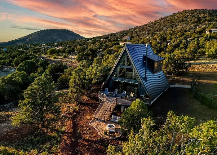 Modern Pet-Friendly A-Frame Cabin Retreat With Stargazing Deck & Mountain Views Near Grand Canyon South Rim & Williams, Arizona